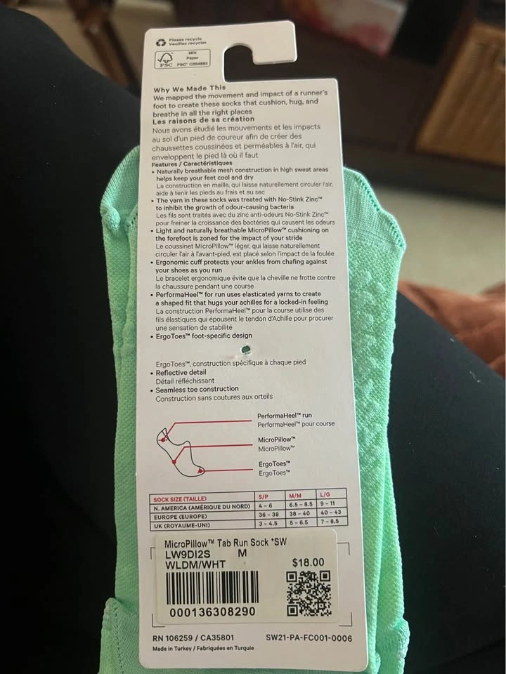 NWT Lululemon SeaWheeze Edition MicroPillow Tab Run Sock - Size - photo 2