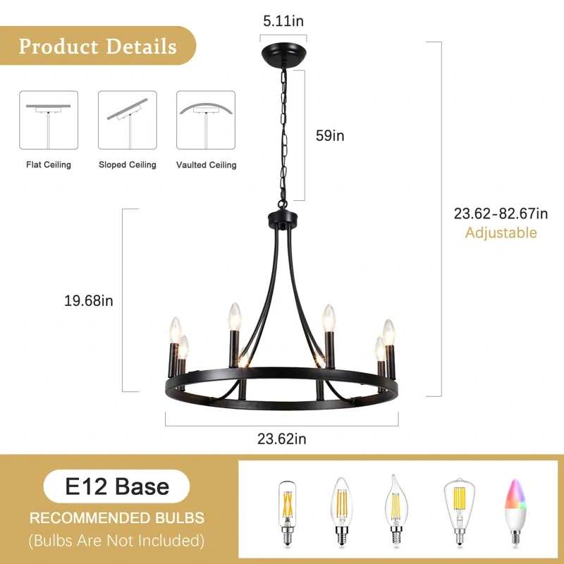 Brand New Gracie Oaks 23.62” Farmhouse Chandelier 8 Lights - photo 2