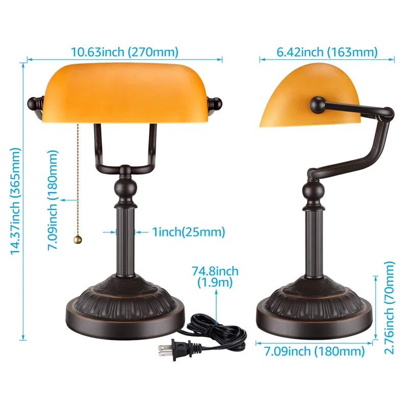 Livia Commercial Grade Traditional Antique Banker Lamp - photo 2