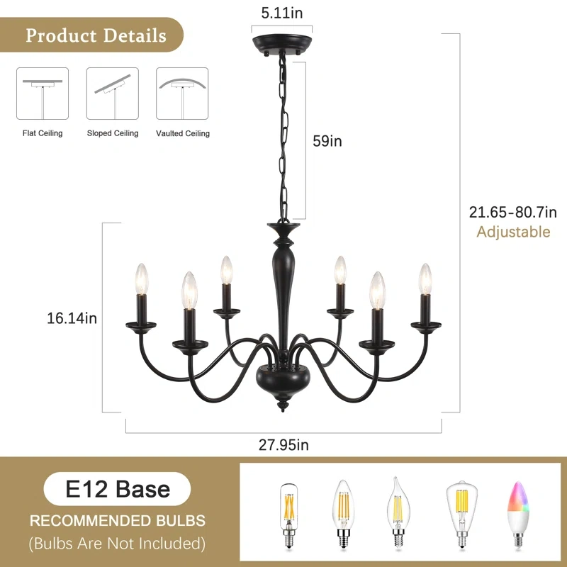 Brand New Tinoco 6 Light Dimmable Chandelier - photo 2