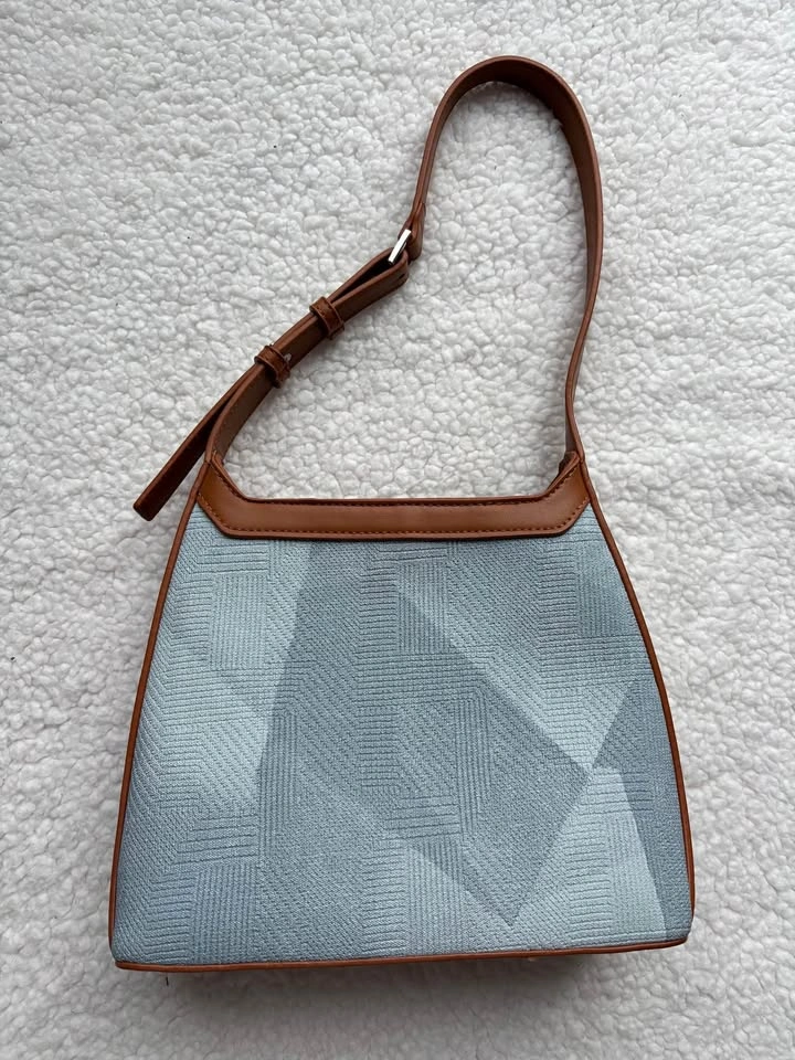 Madison West Light Blue Summer Geometric Tapestry Shoulder Bag