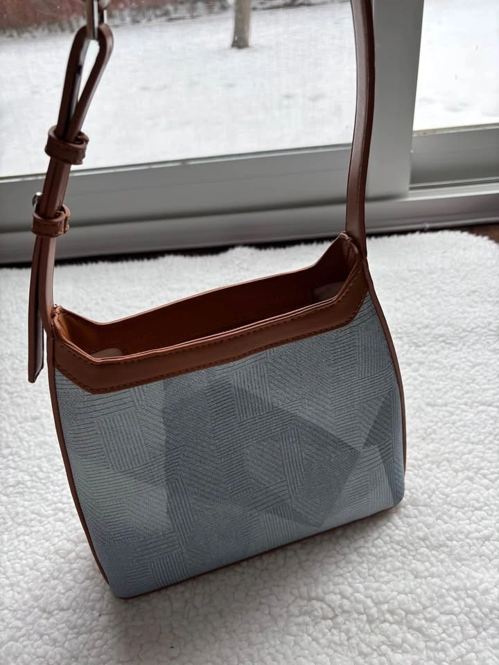 Madison West Light Blue Summer Geometric Tapestry Shoulder Bag - photo 2