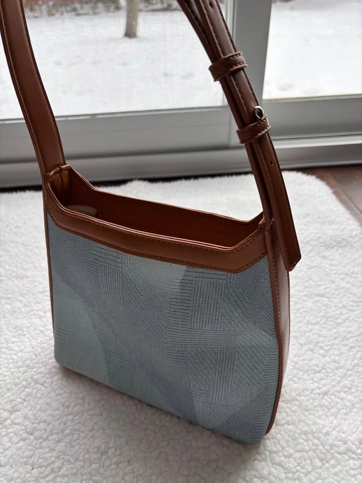 Madison West Light Blue Summer Geometric Tapestry Shoulder Bag - photo 4
