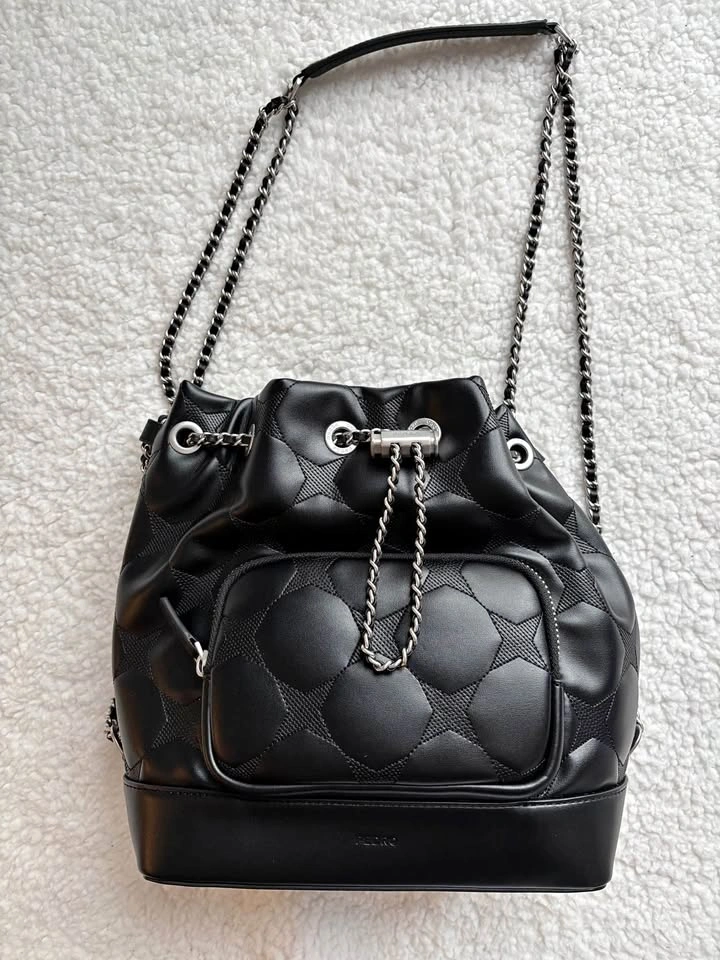 NWT PEDRO Black Quilted Maisie 2-Way Chain Bucket Bag