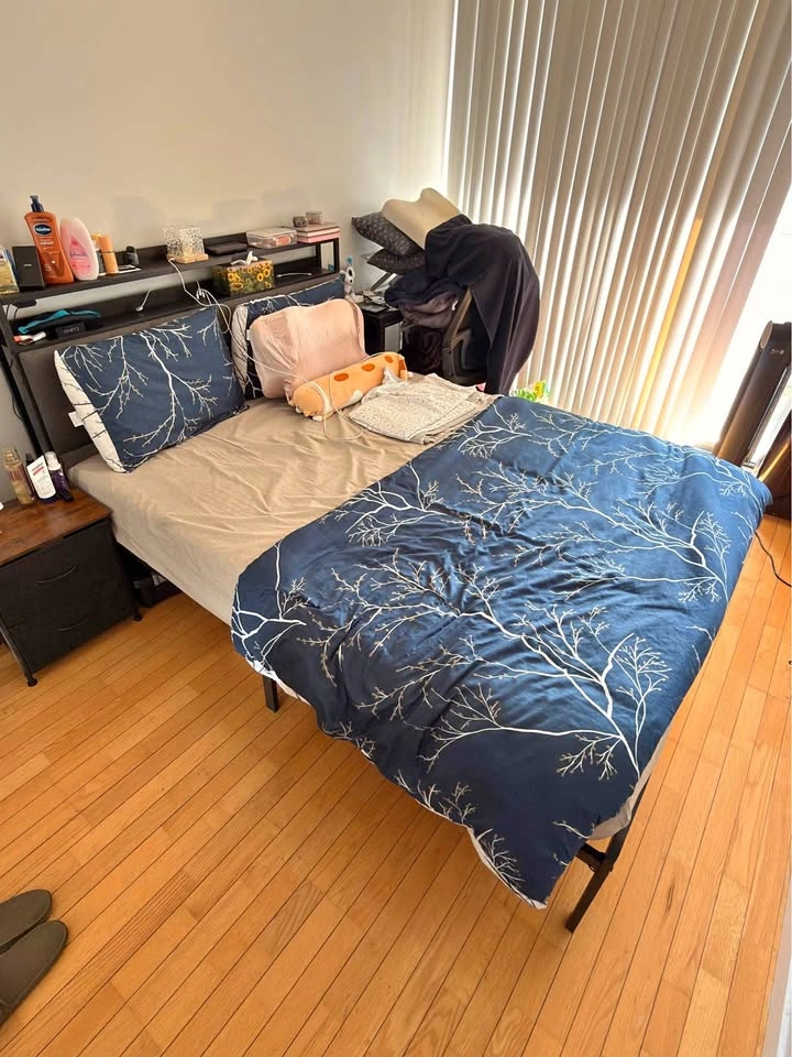 Modern Queen Bedroom Set - Bed(Sold), Mattress, Nightstand