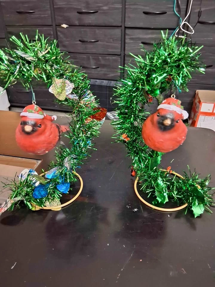 Christmas Decoration. Cardinal with Stand.