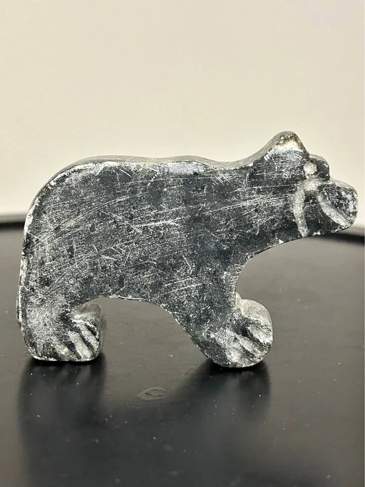 Vintage Inuit Soapstone Bear Carving – Signed “S.S.”