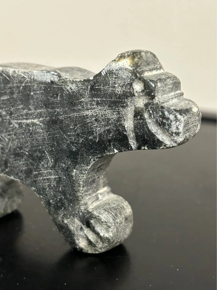 Vintage Inuit Soapstone Bear Carving – Signed “S.S.” - photo 3