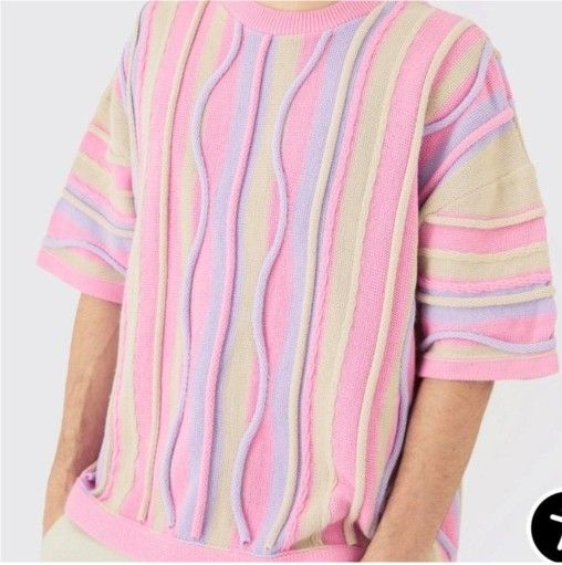 Oversized 3D Jacquard Knit T-Shirt