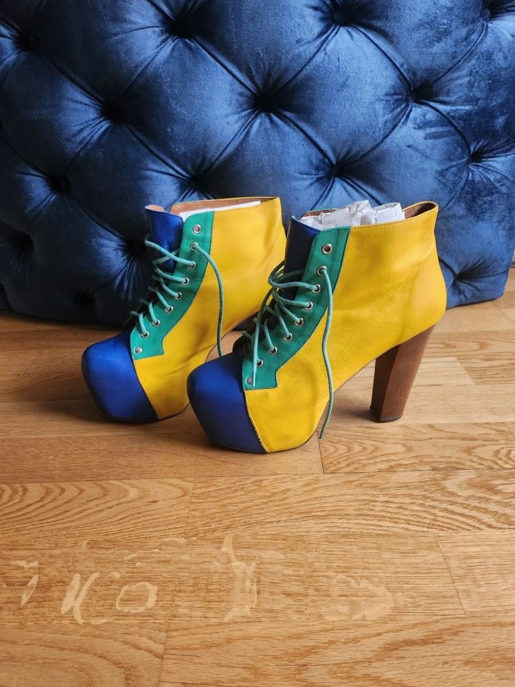 Multi Colored Platform Ankle Boots