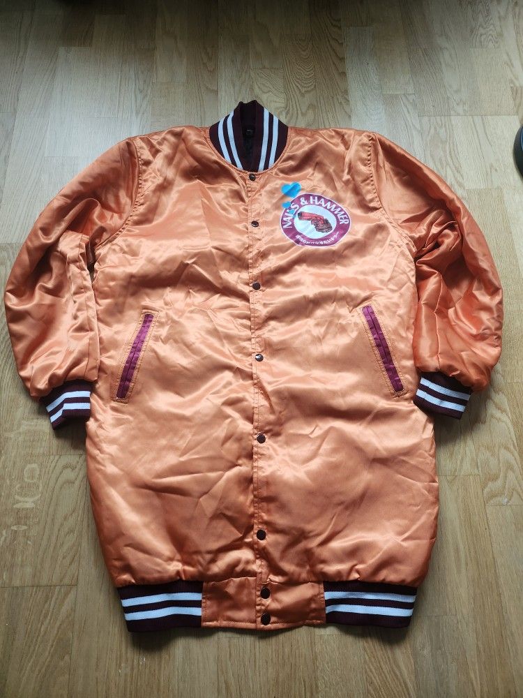 Orange and blue Nails & Hammers Midi varsity jacket - photo 2