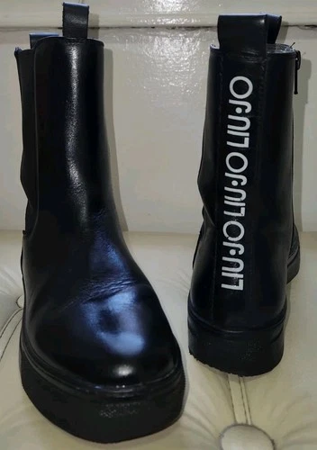 LIU JO Black Leather Platform Chelsea Ankle Boots Size 35EU / 5U
