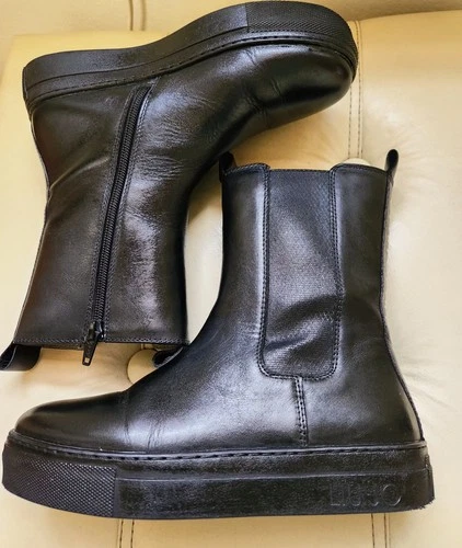 LIU JO Black Leather Platform Chelsea Ankle Boots Size 35EU / 5U - photo 5