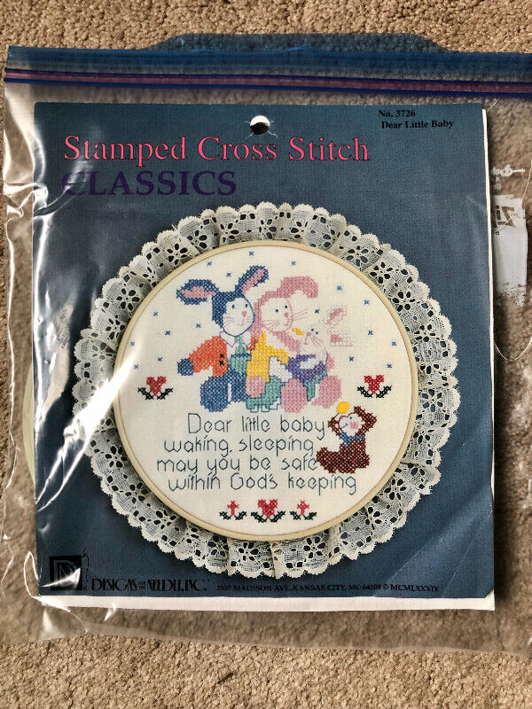 Vintage Stamped Cross Stitch Kit - "Dear Little Baby" (1989)