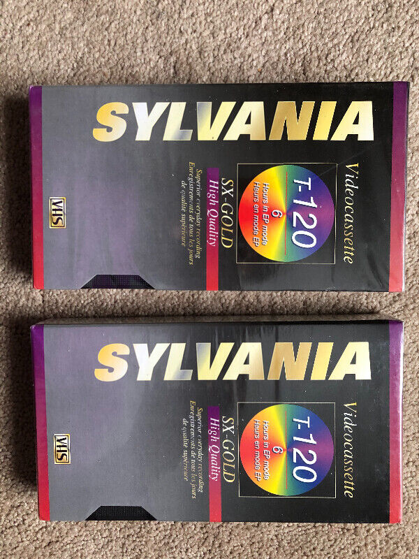 2 Sylvania SX-Gold Blank VHS Tapes (never opened)