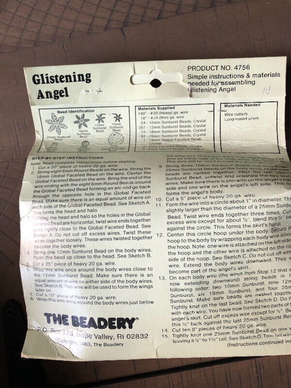 Vintage Glistening Angel - Beadery Kit, 1983 - photo 5