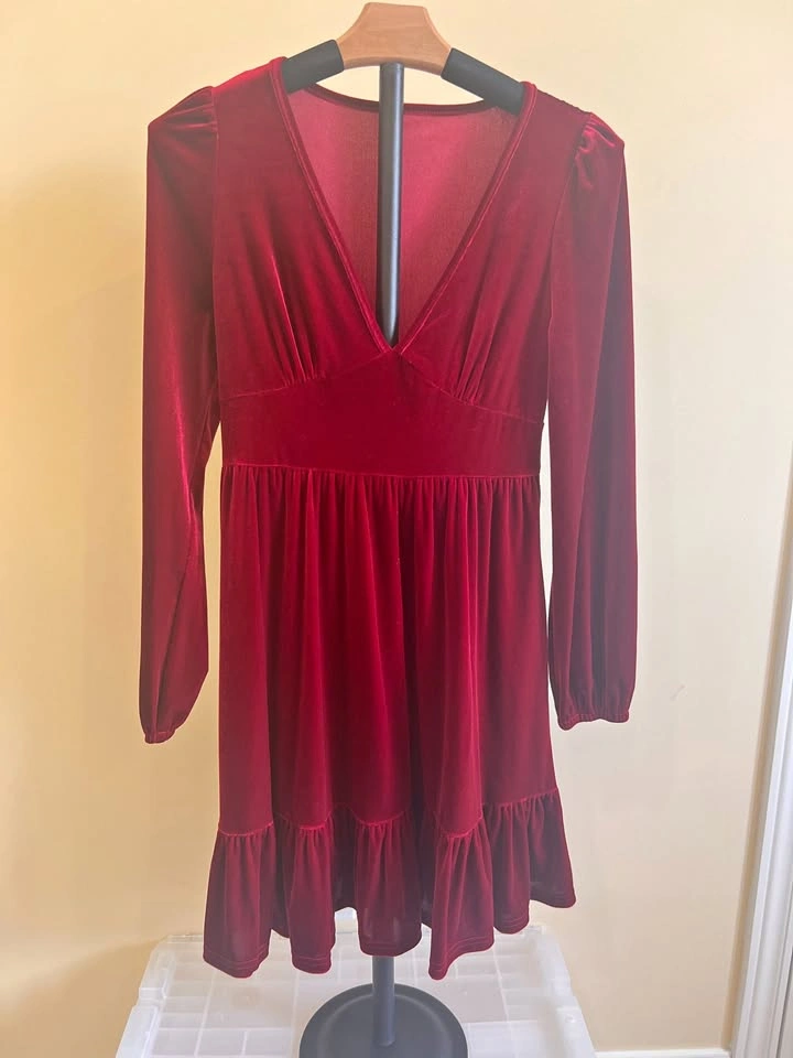 Halara Red Velvet Party Dress
