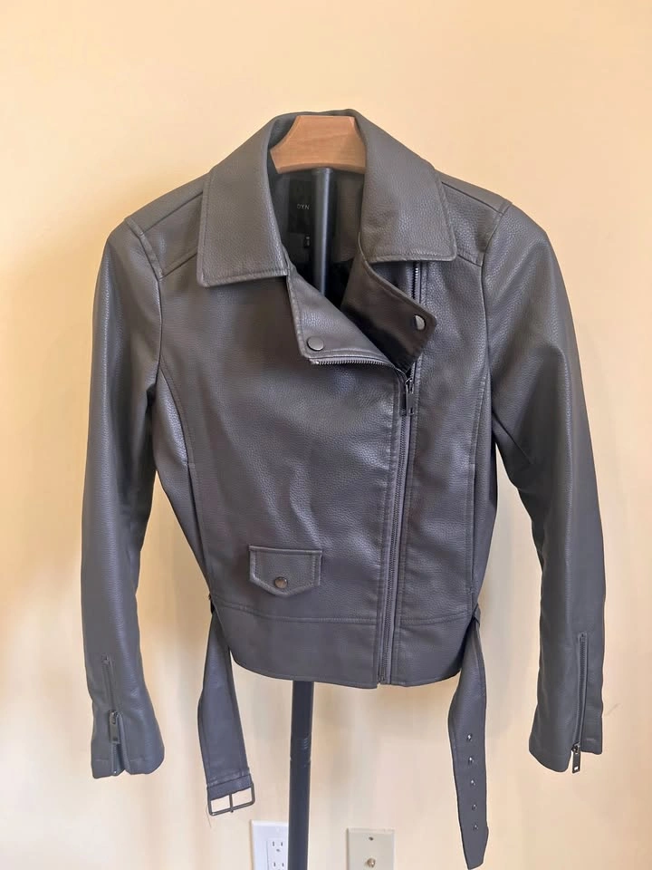 Grey faux-leather Dynamite jacket