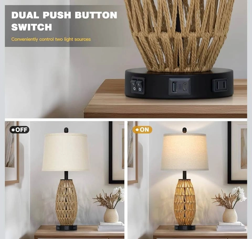 (New) Boho Rattan Table Lamp Single - photo 3