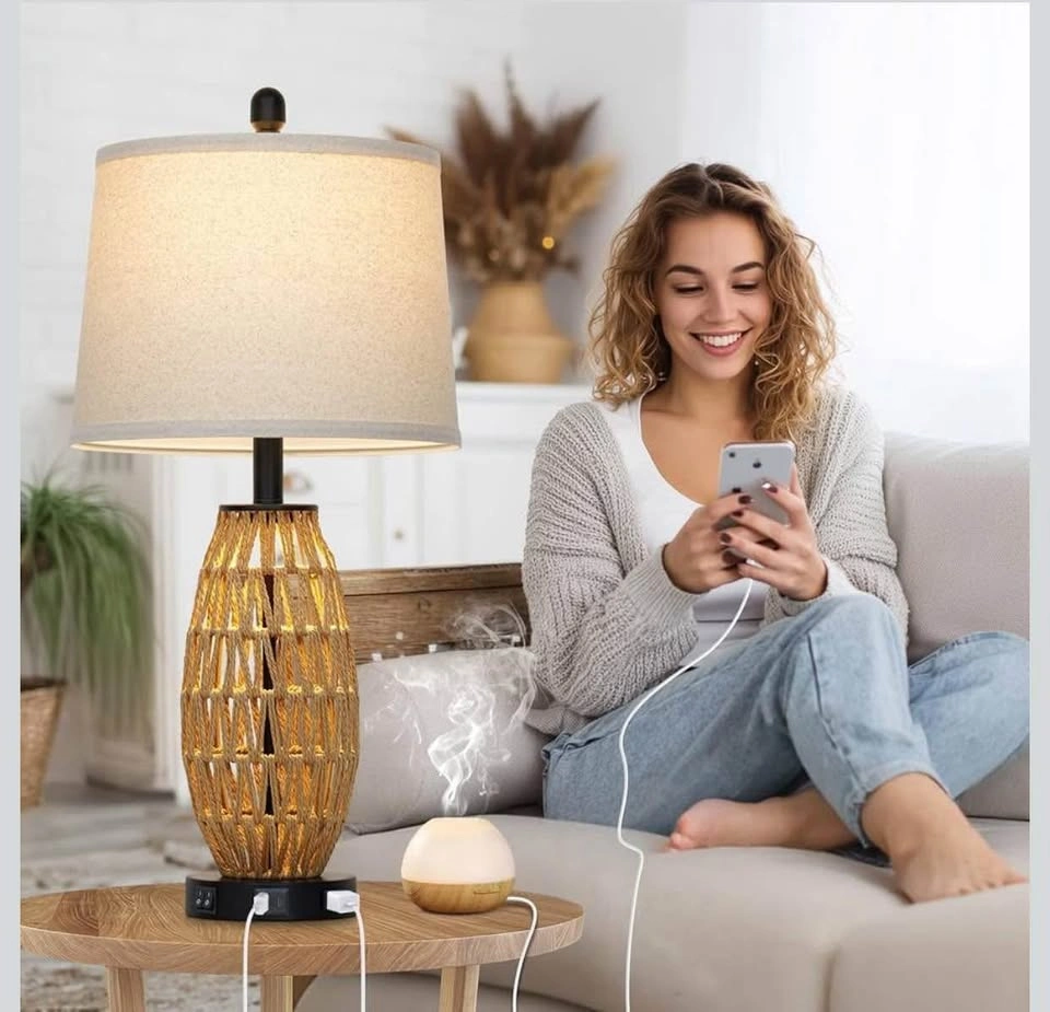 (New) Boho Rattan Table Lamp Single - photo 4