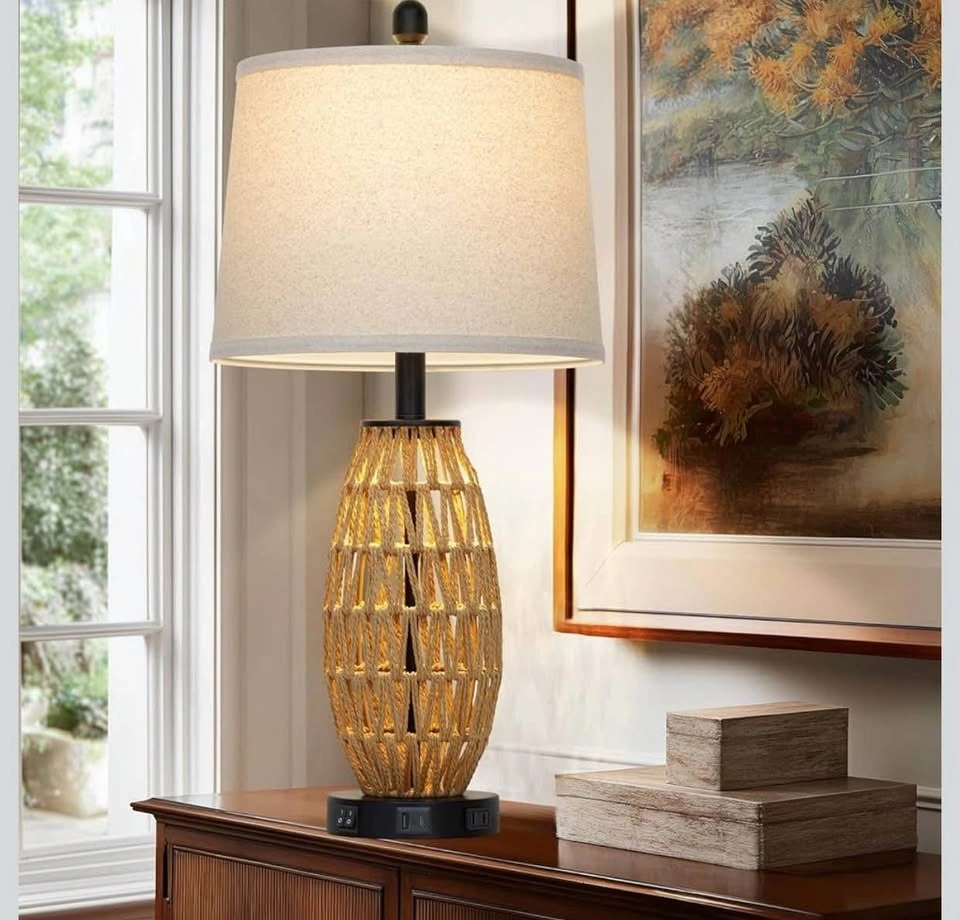 (New) Boho Rattan Table Lamp Single - photo 5