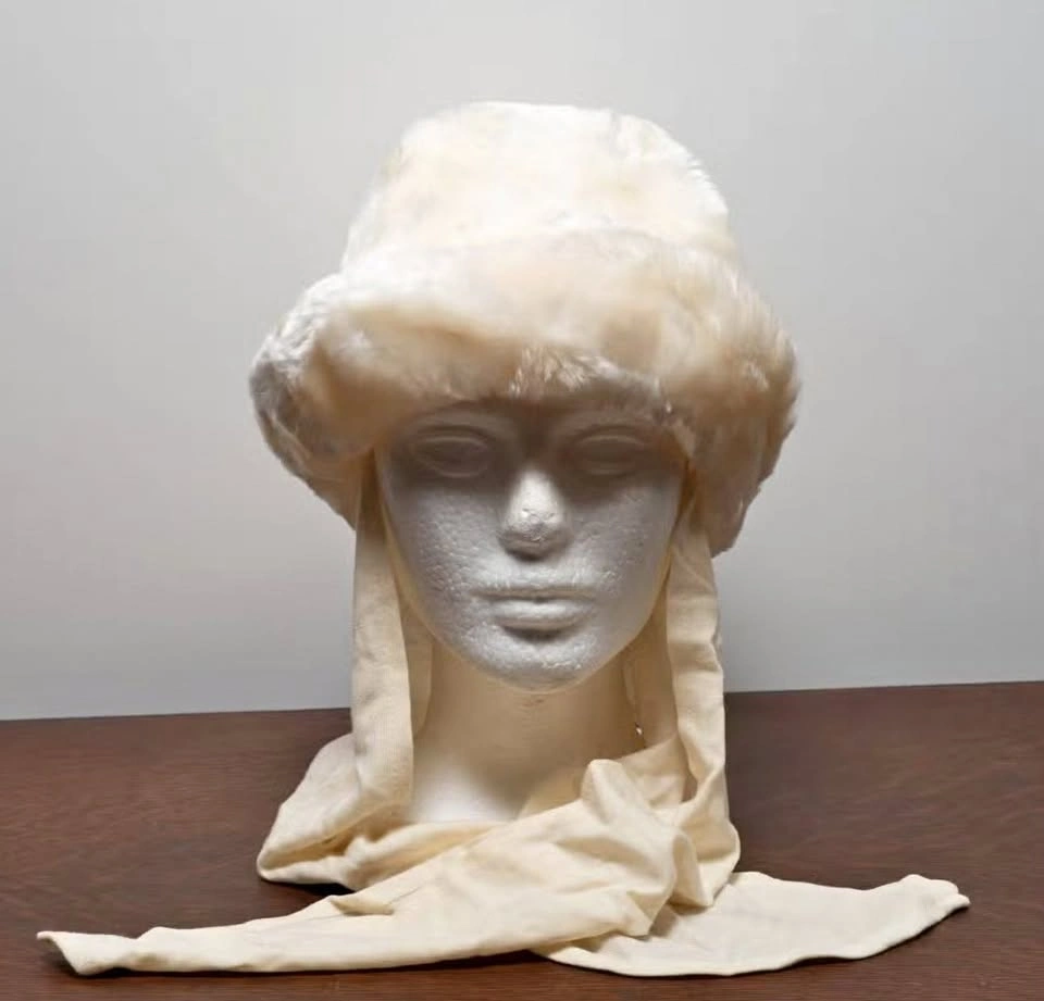 Vintage 60's Faux Fur Hat with Scarf Flaps