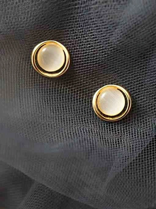 14K Gold Plated Cat's Eye Stud Earrings
