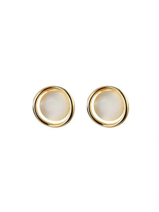14K Gold Plated Cat's Eye Stud Earrings - photo 2