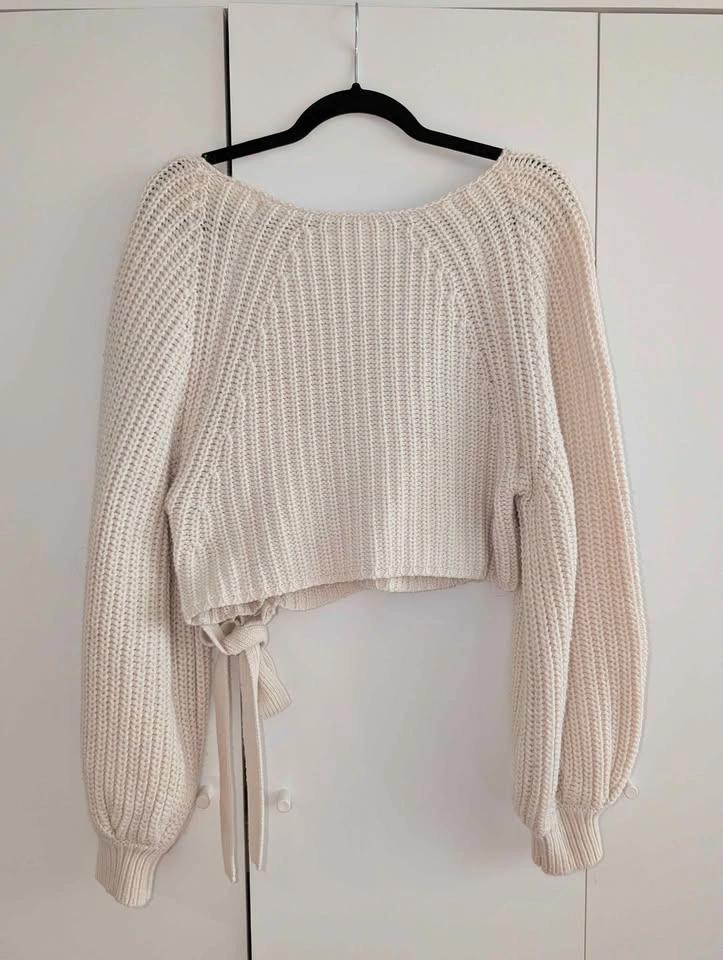 Oak + Fort Cropped Wrap Knit Sweater (Cream) Size S - photo 2