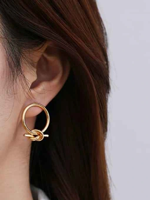 BRAND NEW Gold Knot Hoop Stud Earring - photo 2
