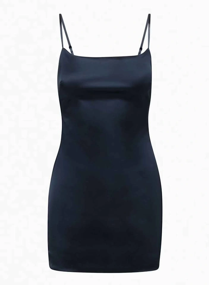 Babaton TEN Passion Satin Mini Slip Dress (Navy Blue) Size 4