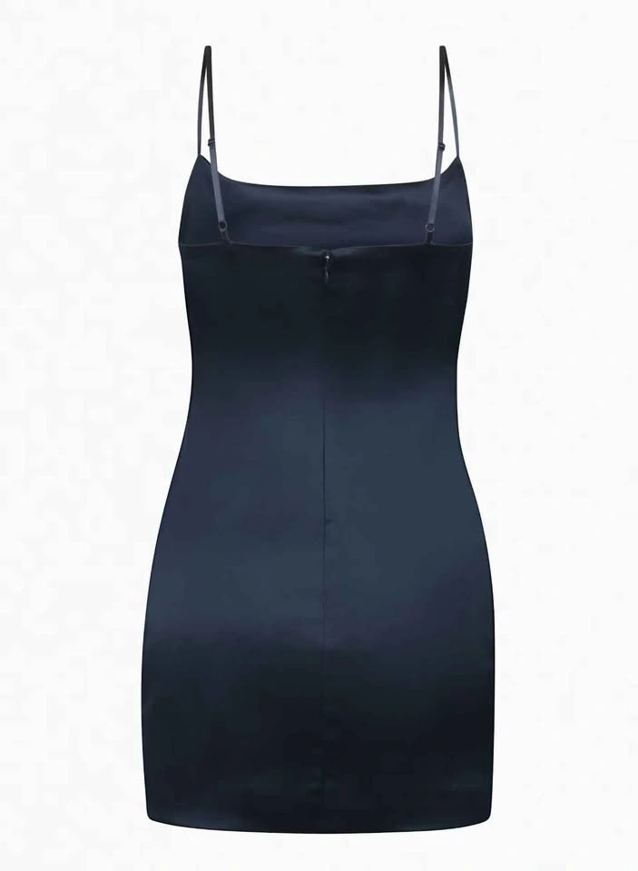 Babaton TEN Passion Satin Mini Slip Dress (Navy Blue) Size 4 - photo 2