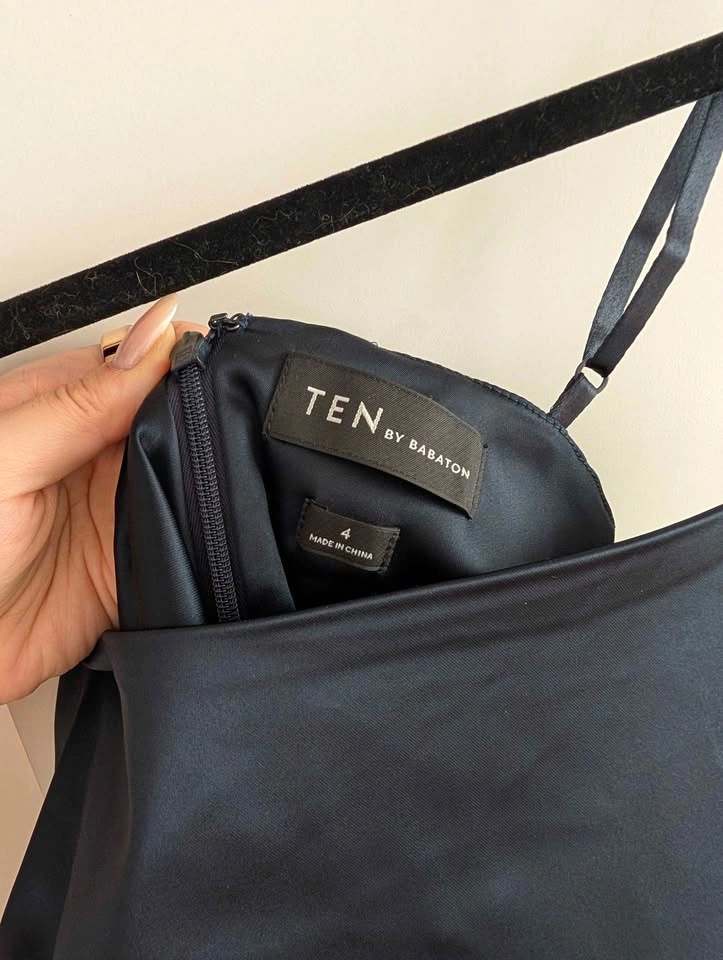 Babaton TEN Passion Satin Mini Slip Dress (Navy Blue) Size 4 - photo 5