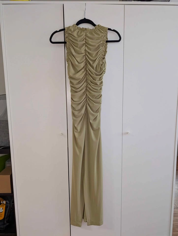 ZARA Sleeveless Ruched Midi Dress (Light Green) XS - photo 4