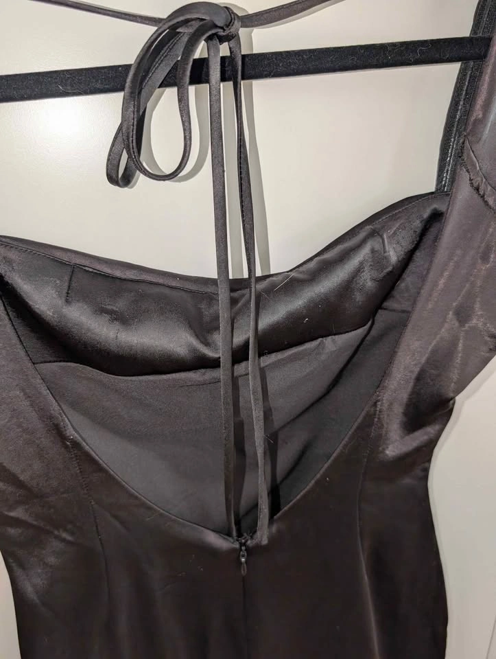 Meshki Lacey Backless Satin Maxi Dress (Black) S - photo 4