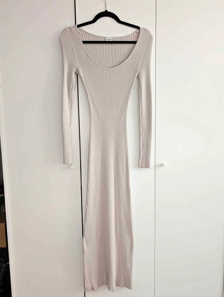 Abercrombie Ribbed Maxi Sweater Dress - Light Taupe, Size S