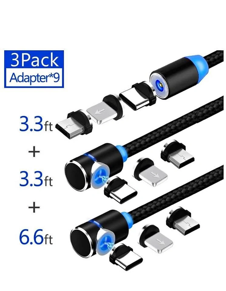 Magnetic Phone Charger Cable, 3 in 1 (3 Pack)