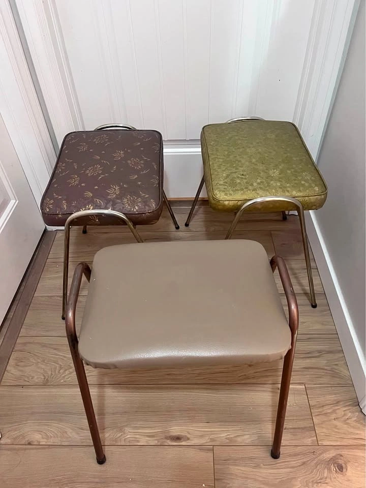 Vintage Vinyl-Metal Stacking Stools - $20 Each