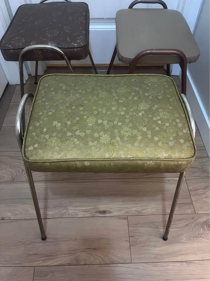 Vintage Vinyl-Metal Stacking Stools - $20 Each - photo 3