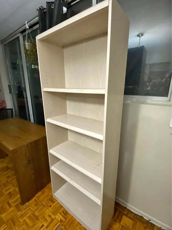 Modern White Wood Grain Bookcase – 5-Shelf Display Unit (Like Ne