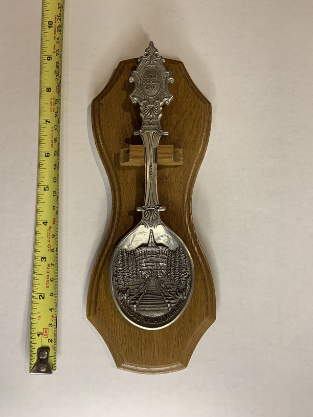 German Pewter Spoon with Wood Display
