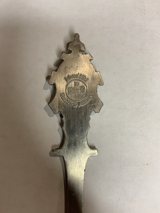 German Pewter Spoon with Wood Display - photo 3