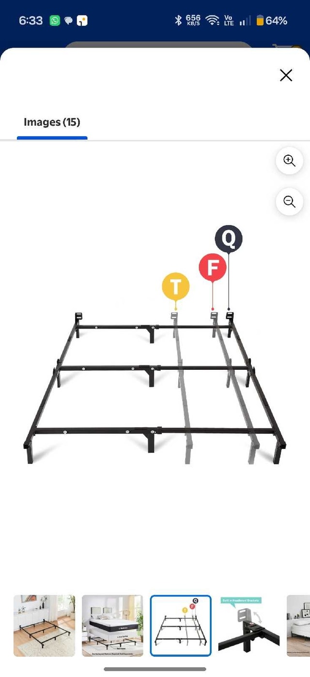 Sturdy Black Metal Bed Frame - photo 4