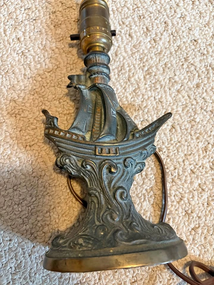 Vintage Brass Sailboat Lamp