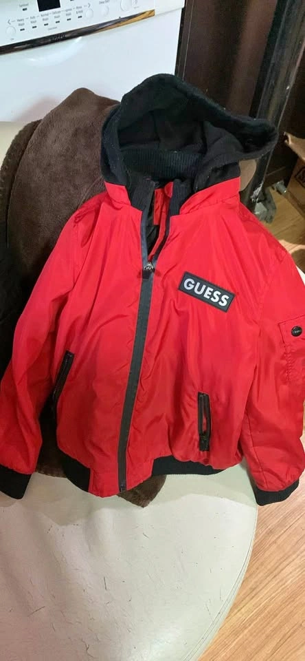 Guess Red Hooded Bomber Jacket Size 6