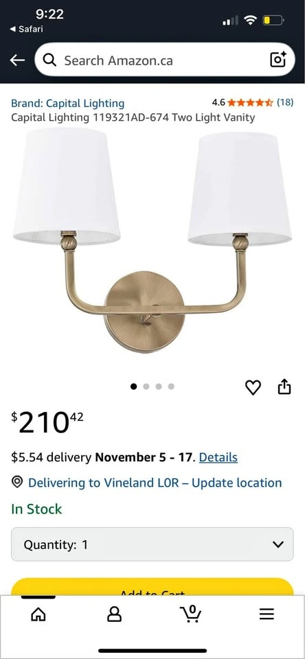 🥕 Capital Lighting Two Light Vanity Fixture - Aged Brass
