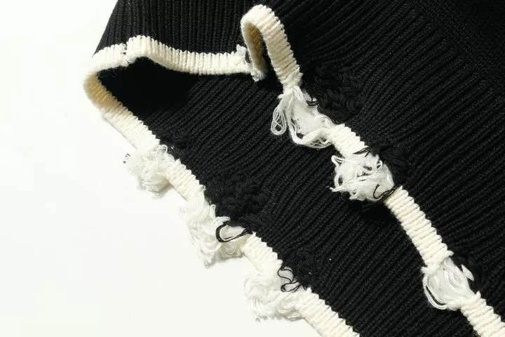 BEAMS American College Style V-Neck Sweater | Distressed Knit Ov - photo 2