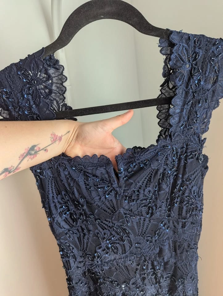 Navy Lace Beaded Dress - photo 2