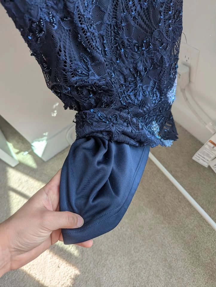 Navy Lace Beaded Dress - photo 3