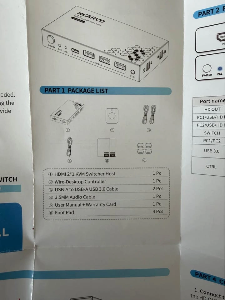 HEARVO USB 3.0 KVM Switch 2 Port 4K@60Hz ST232H - photo 5
